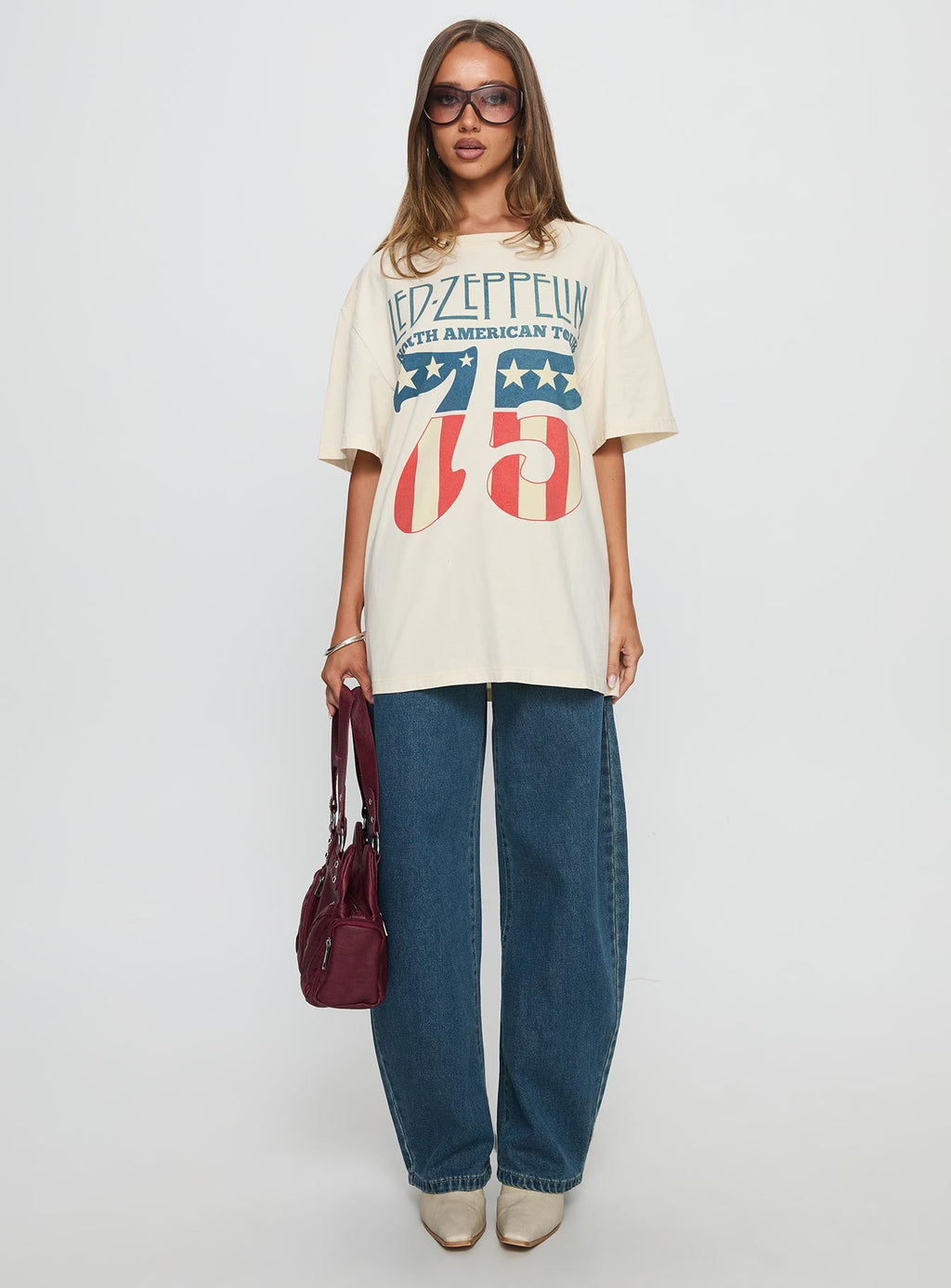 4th July Led Zepplin Oversized Tee White