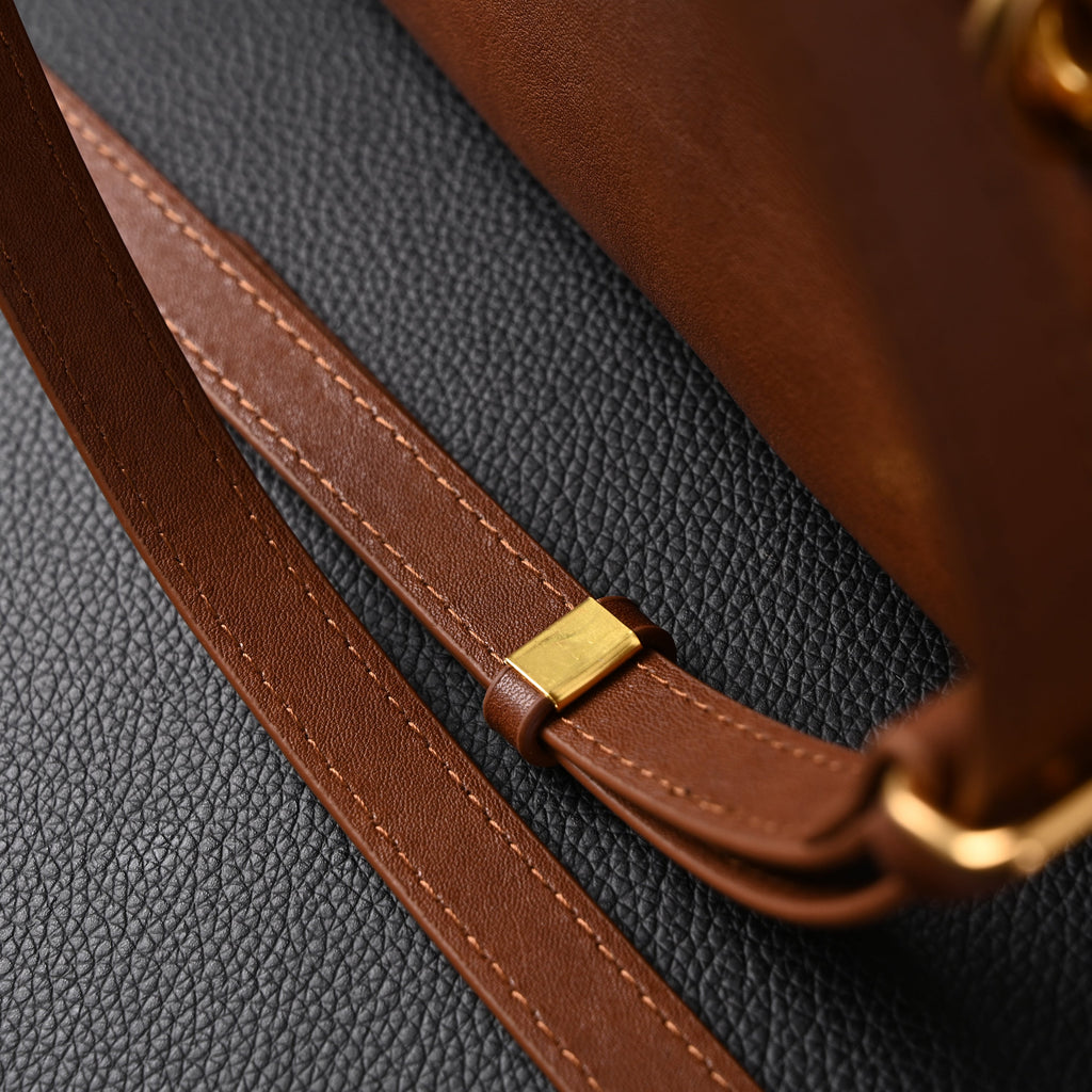 Miu Miu Leather Bowler Top Handle Bag Cognac