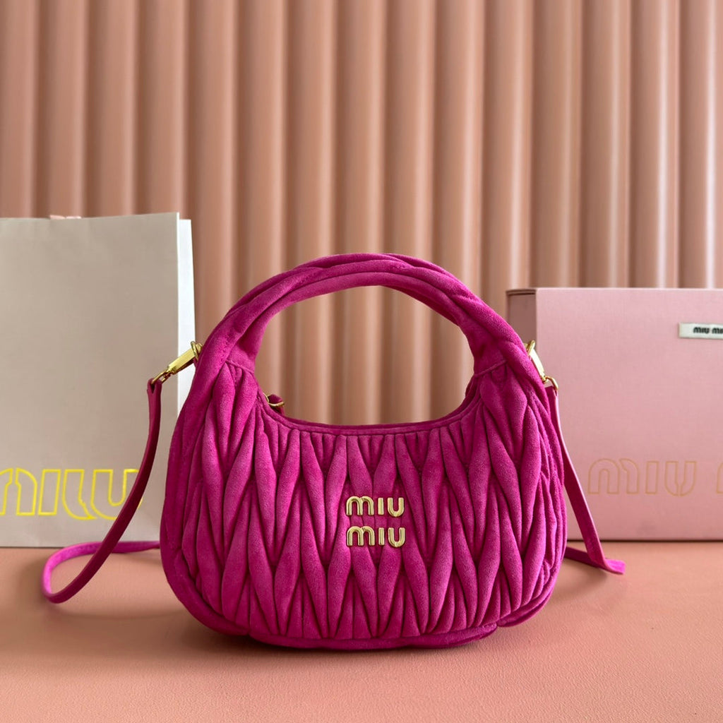 MIUMIU SUEDE HANDBAG 23 DEEP FUCHSIA