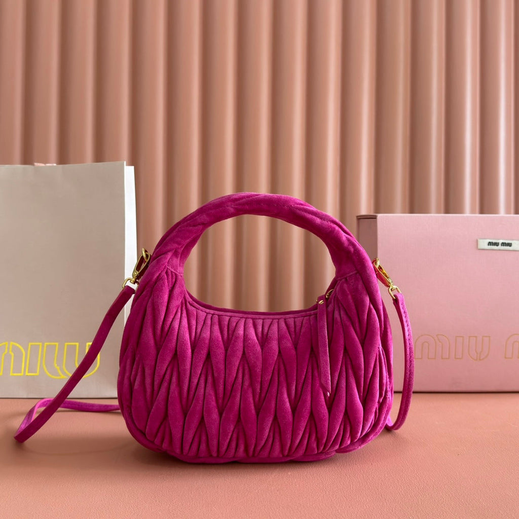 MIUMIU SUEDE HANDBAG 23 DEEP FUCHSIA